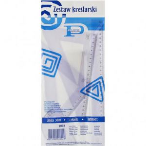 Zestaw kreślarski Pratel, Linijka 30cm, 2xEkierka, Kątomierz